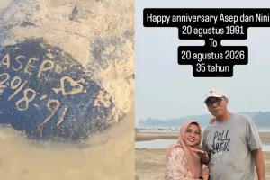 Diukir 1991, batu bertulis “Asep” muncul lagi saat air Sungai Kapuas surut, saksi cinta 35 tahun