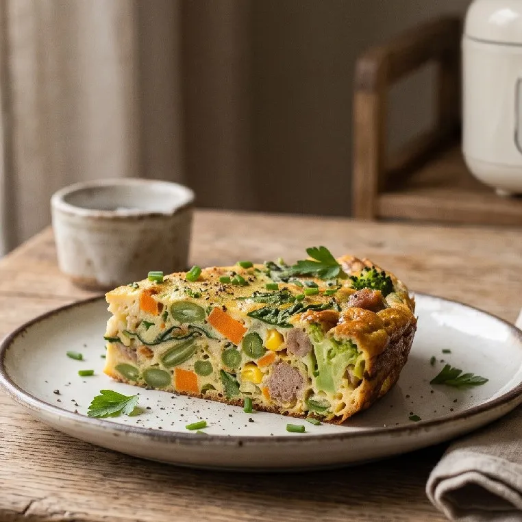Cara mengolah sayuran sisa yang mulai layu pakai rice cooker, Yuk cobain resep omelet frittata ini