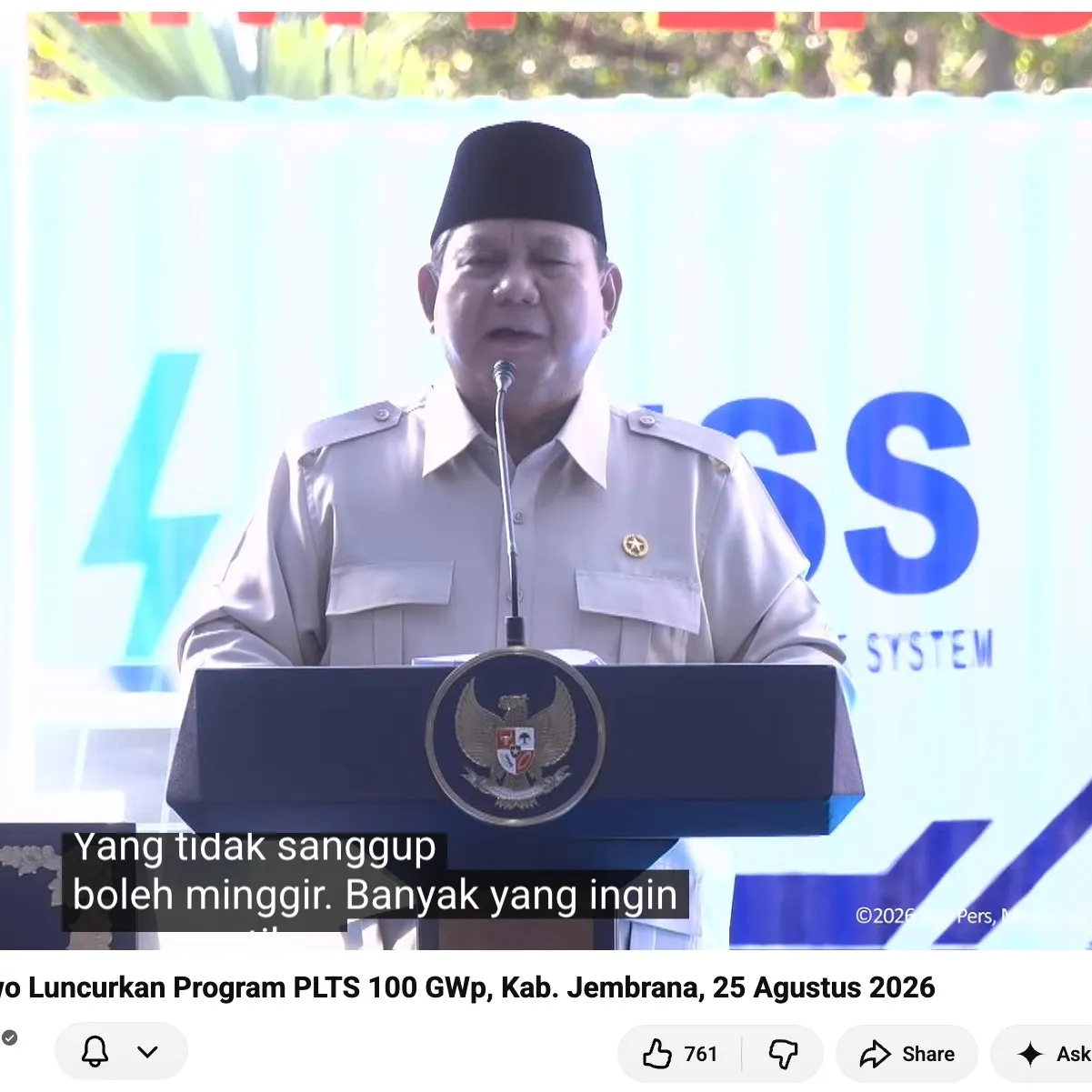 Prabowo soal menteri tetap kerja saat libur: Itu risiko pengabdian, tak sanggup boleh minggir