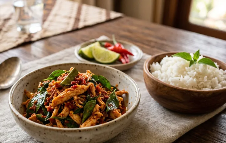 Punya ayam goreng sisa semalam? Yuk diolah jadi masakan lezat pakai resep ayam suwir kemangi ini