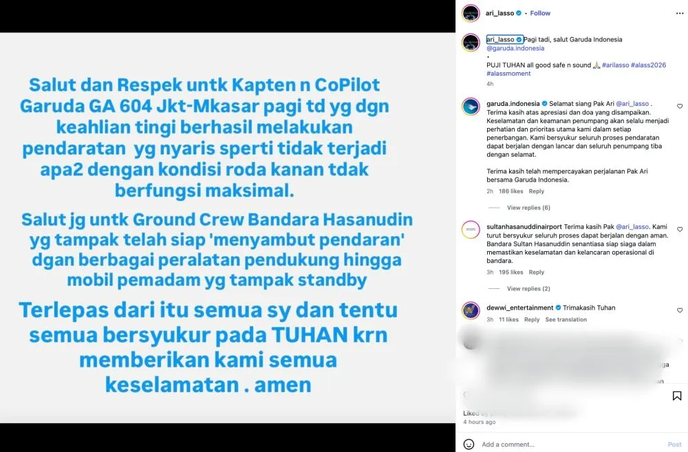 Ari Lasso pesawat Garuda pecah ban © 2026 Ari Lasso pesawat Garuda pecah ban © 2026