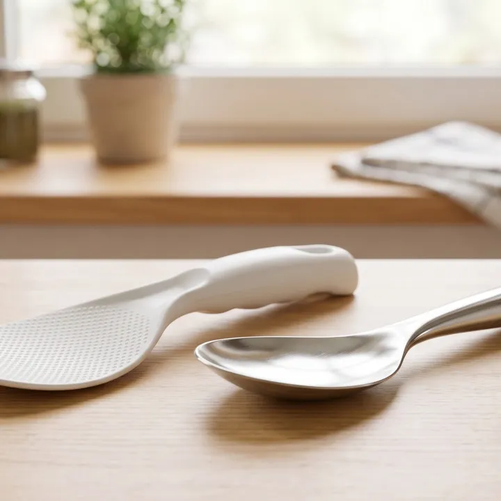 Centong nasi plastik vs stainless steel, mana yang bikin nasi tak cepat lengket dan berkerak?