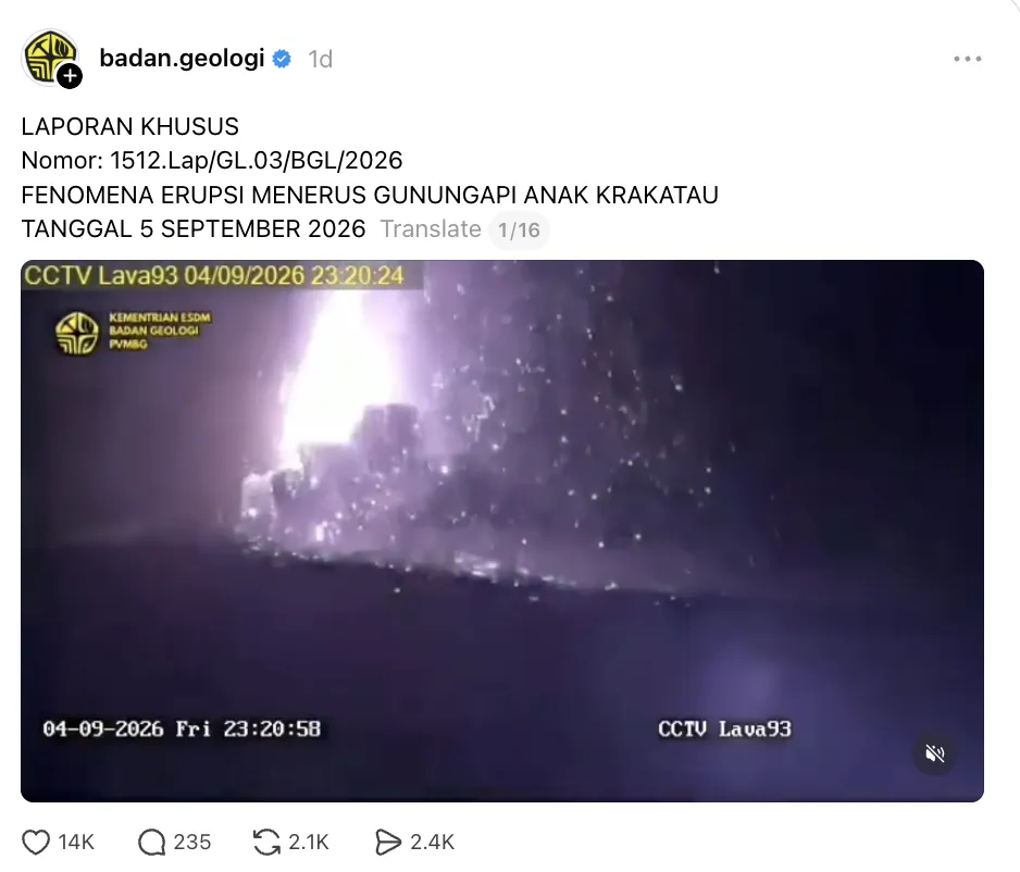 abu vulkanik Anak Krakatau © 2026 