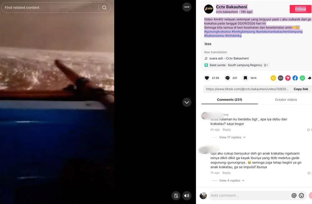 kapal nelayan dihujani batu Anak Krakatau © 2026 