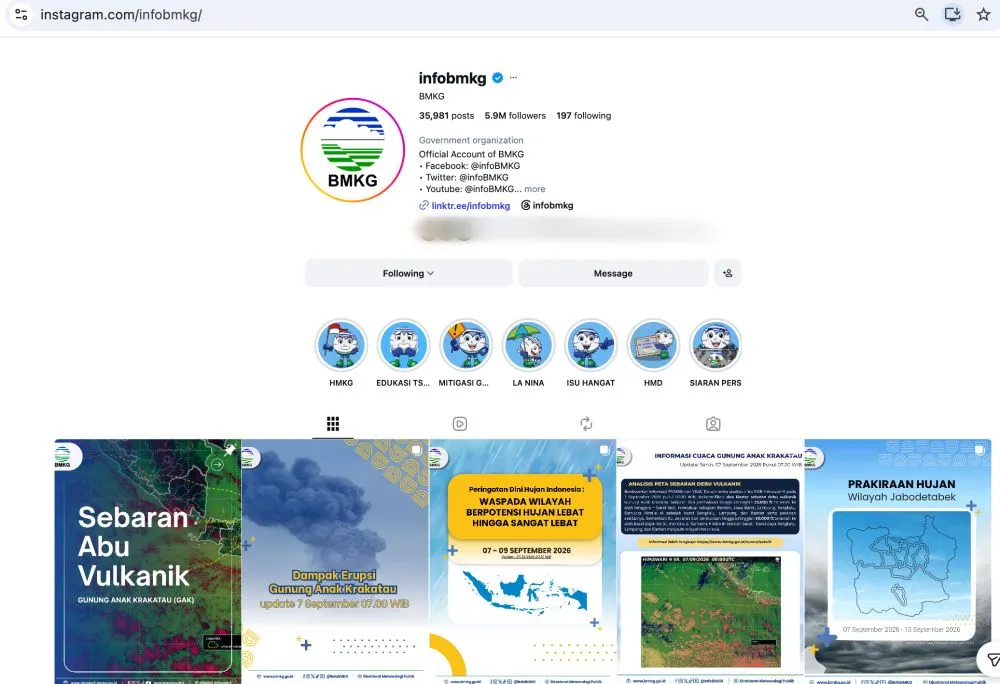 link sebaran abu vulkanik Anak Krakatau © 2026 brilio.net