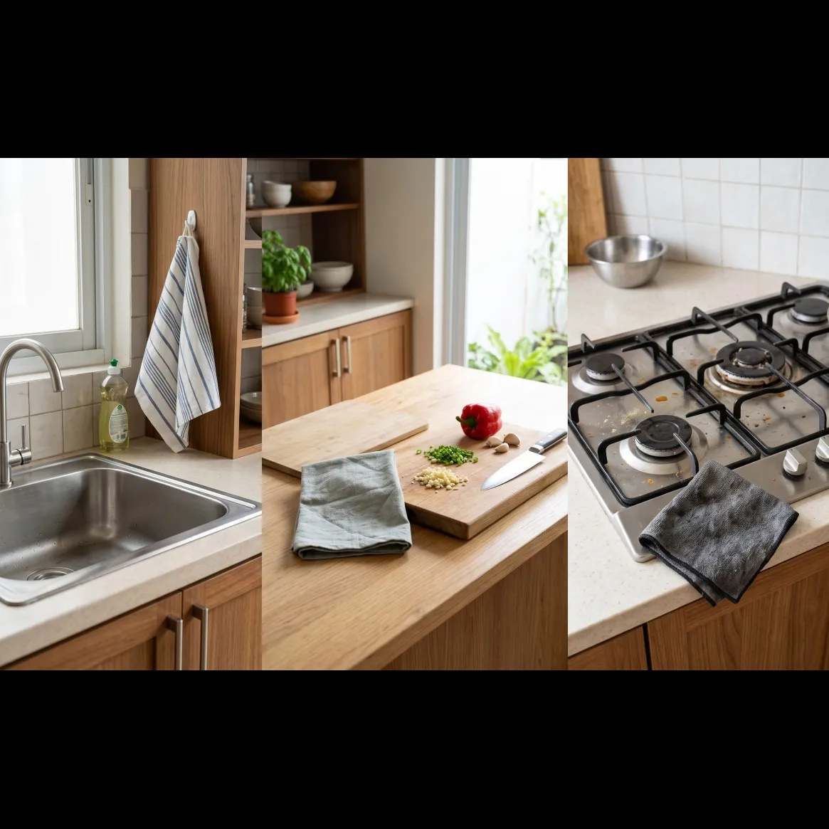 Kain lap dapur cepat kotor padahal baru dicuci? Bedakan lap untuk tangan, meja, dan kompor