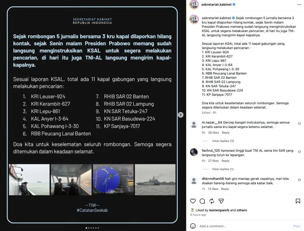 Prabowo perintahkan pencarian jurnalis hilang © 2026 Prabowo perintahkan pencarian jurnalis hilang © 2026