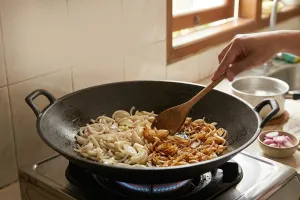 Bawang ditumis dengan api kecil vs sedang, mana yang lebih mudah dikontrol?