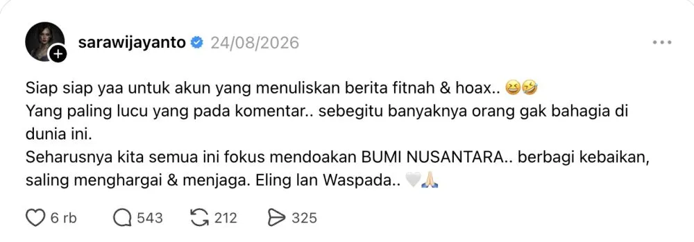 kisah cinta Sara Wijayanto Demian Aditya © 2026
