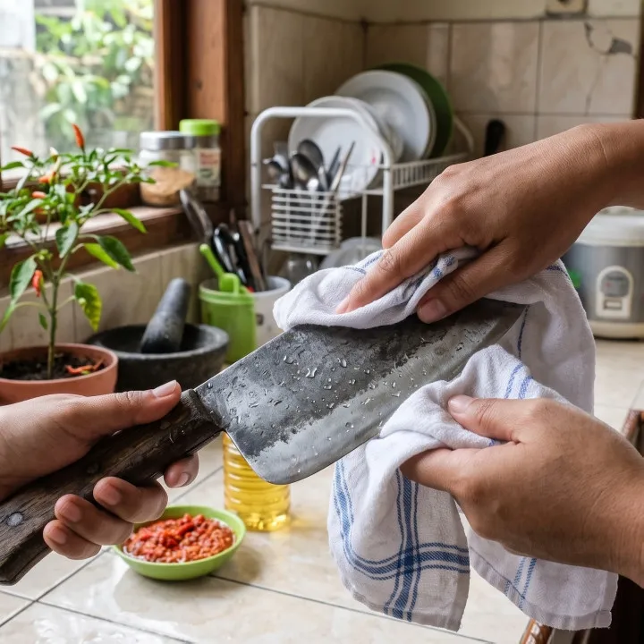 Pisau cleaver berkarat setelah dicuci? Cek cara mengeringkan bilahnya