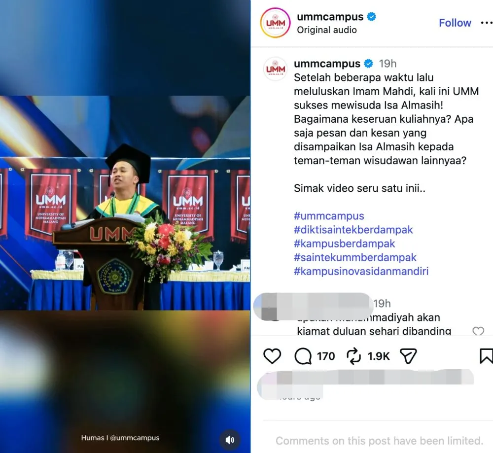 Isa Almasih wisuda dari UMM © 2026 