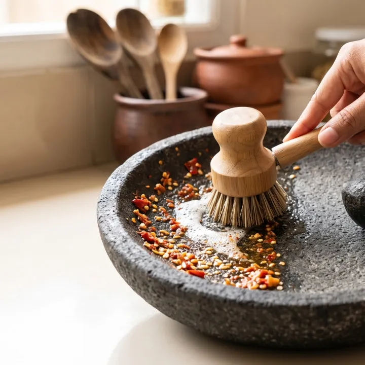 Setelah mengulek sambal, cobek bau bawang terus? begini cara membersihkan sisa yang menempel