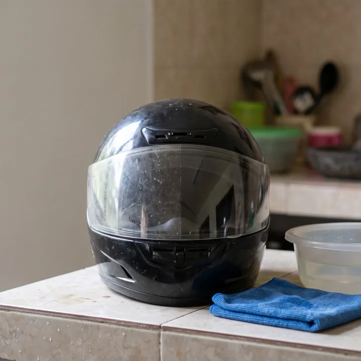 Begini cara membersihkan kaca helm buram tanpa menggosoknya keras
