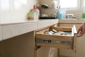 Laci dapur seret saat dibuka? Cek rel dan isi laci sebelum mengganti perangkatnya