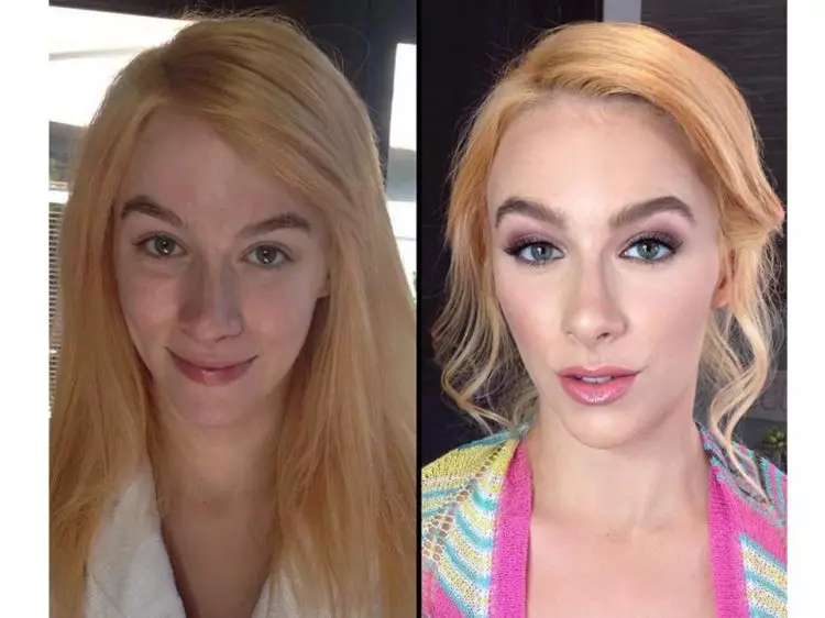 Wajah artis porno sebelum & sesudah makeup! Masih mau nonton filmnya?