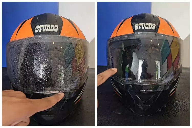 Cukup tambah 1 bahan dapur, begini trik mengatasi water spot di kaca helm agar tak mudah berembun
