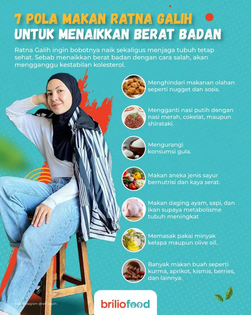 INFOGRAFIS POLA MAKAN RATNA GALIH UNTUK MENAIKKAN BERAT BADAN © 2022 brilio.net