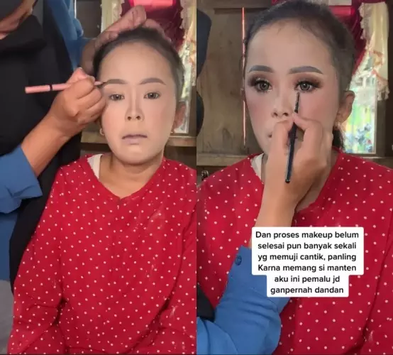 Wanita pemalu dirias MUA jadi pengantin © TikTok Wanita pemalu dirias MUA jadi pengantin © TikTok