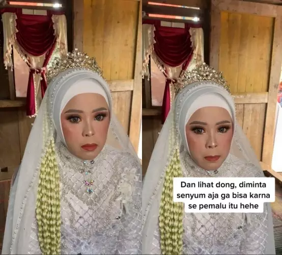 Wanita pemalu dirias MUA jadi pengantin © TikTok Wanita pemalu dirias MUA jadi pengantin © TikTok