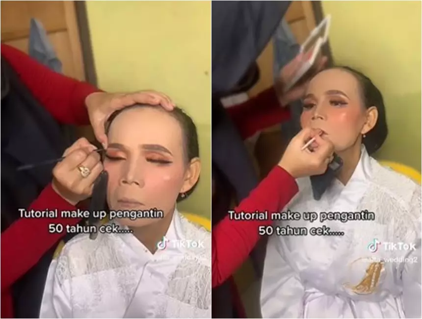 Transformasi pengantin usia 50 tahun dirias MUA © 2022 TikTok
