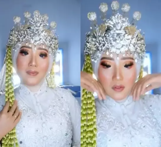Wanita dengan mata monolid dirias MUA © TikTok