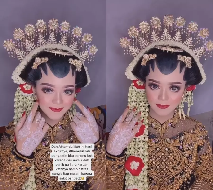 pengantin kena cacar api dirias MUA © TikTok/@vividwiwedding