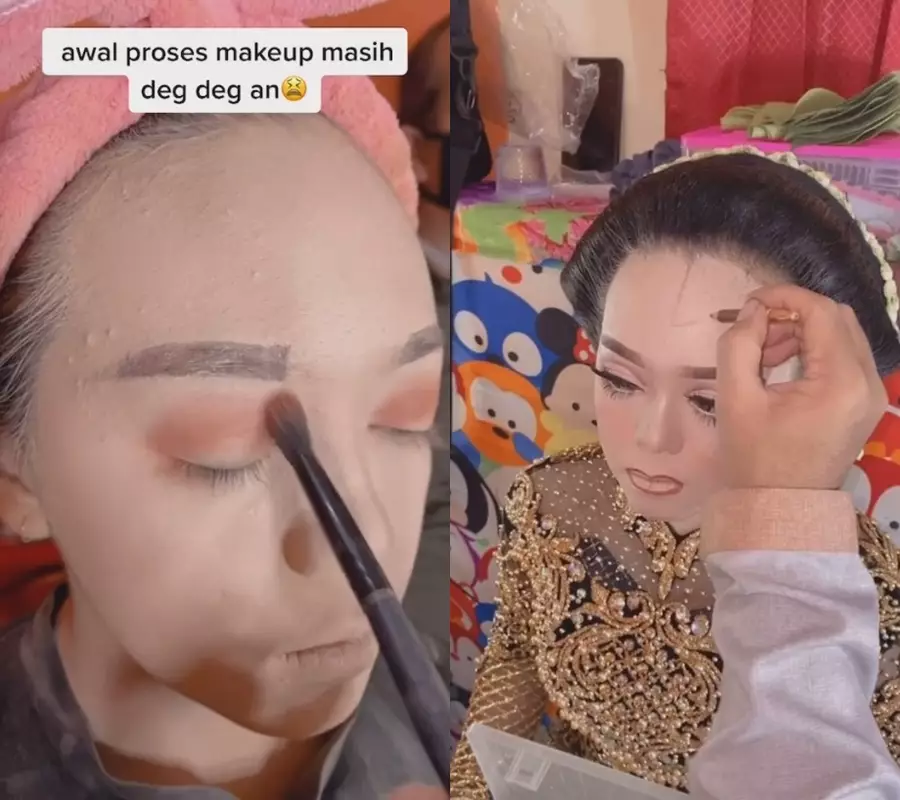 pengantin kena cacar api dirias MUA © TikTok/@vividwiwedding