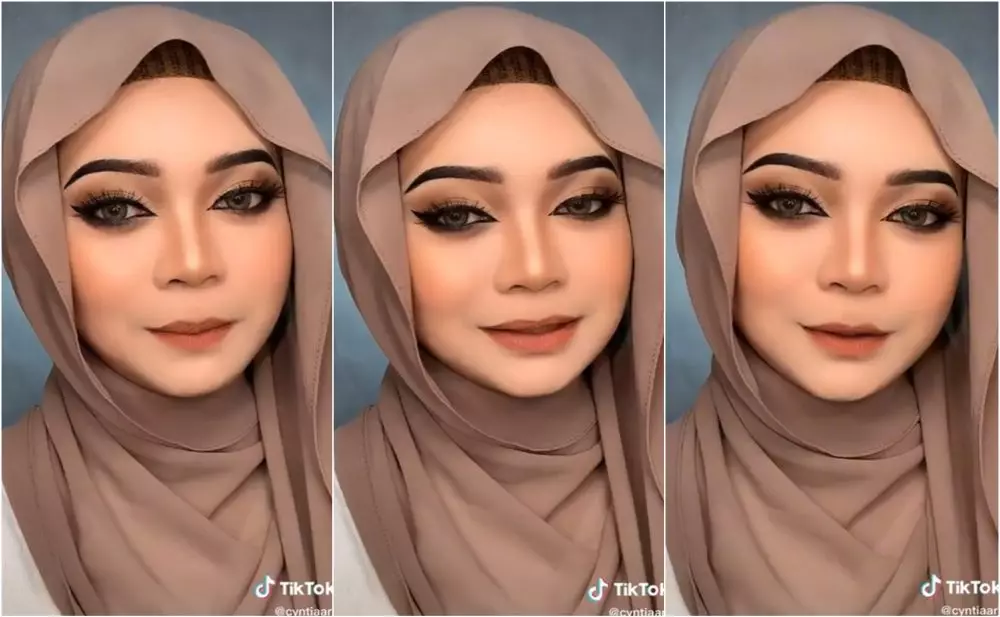 Coba makeup bold kayak filter TikTok, hasilnya bikin pangling © 2023 brilio.net