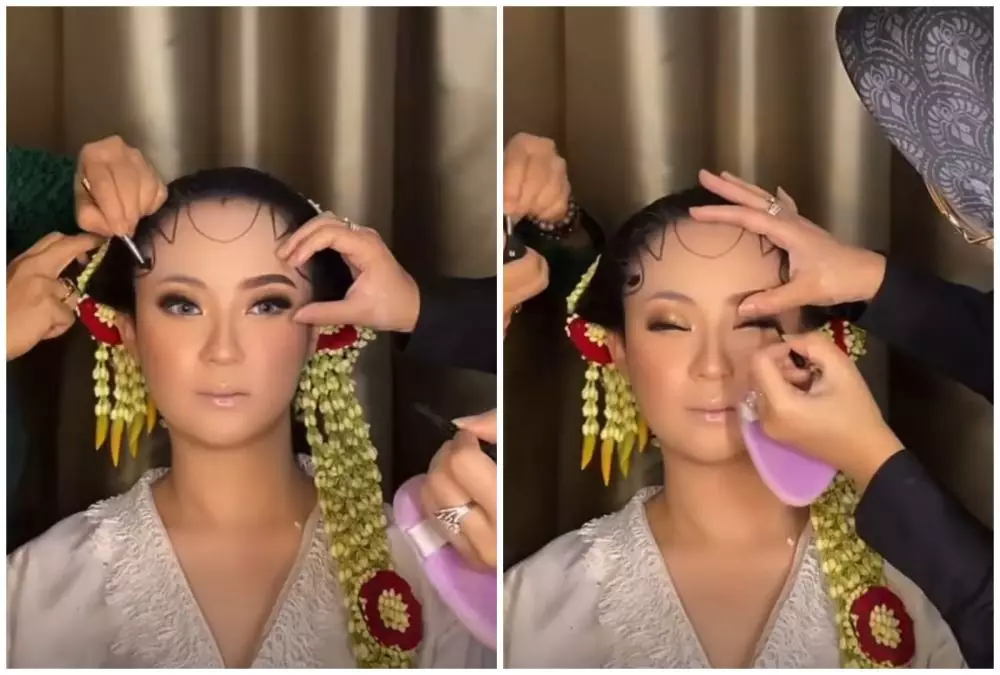 pengantin berwajah Tionghoa dirias jadi pengantin Jawa © Tiktok