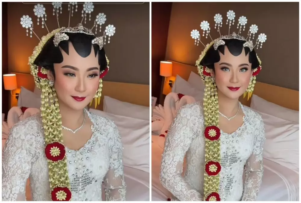 pengantin berwajah Tionghoa dirias jadi pengantin Jawa © Tiktok
