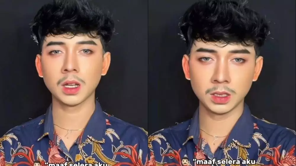 Transformasi riasan pria berkumis ini bikin pangling © TikTok