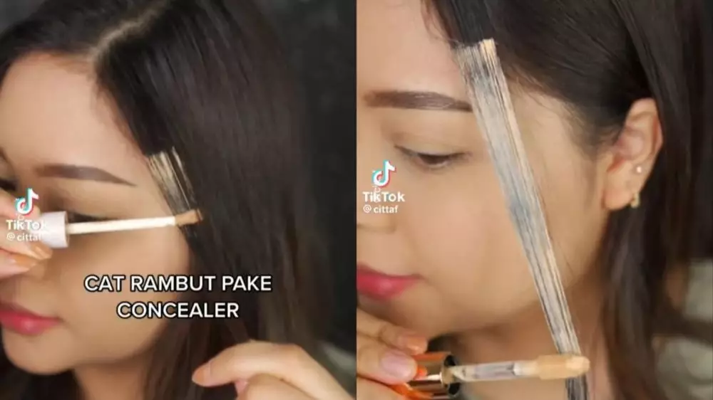 rambut gaya Jennie Blackpink cuma pakai makeup © TikTok