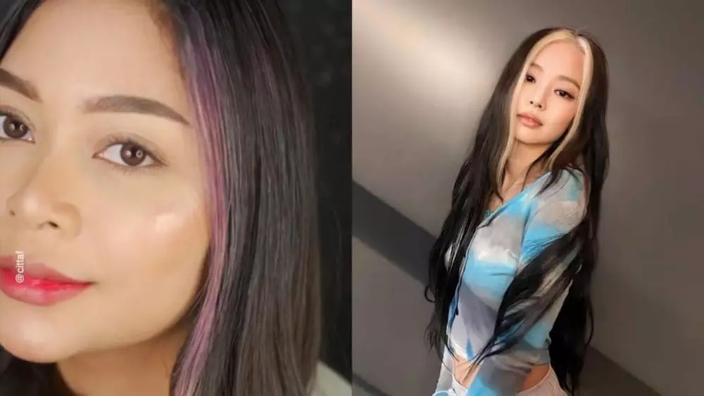 rambut gaya Jennie Blackpink cuma pakai makeup © TikTok