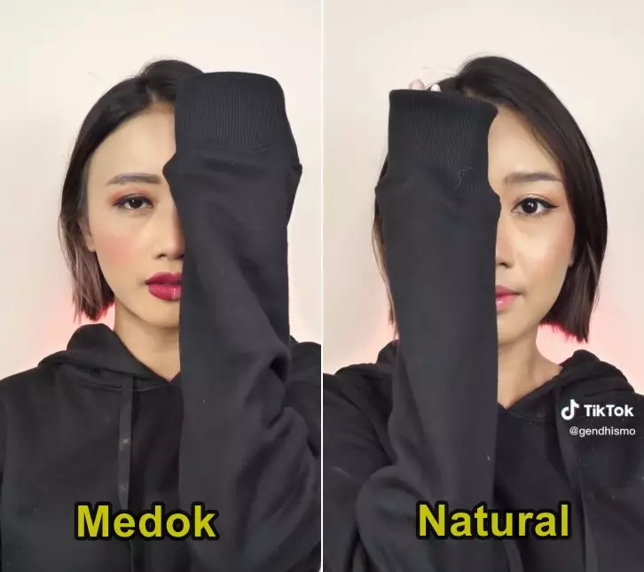 beda makeup natural vs medok © TikTok