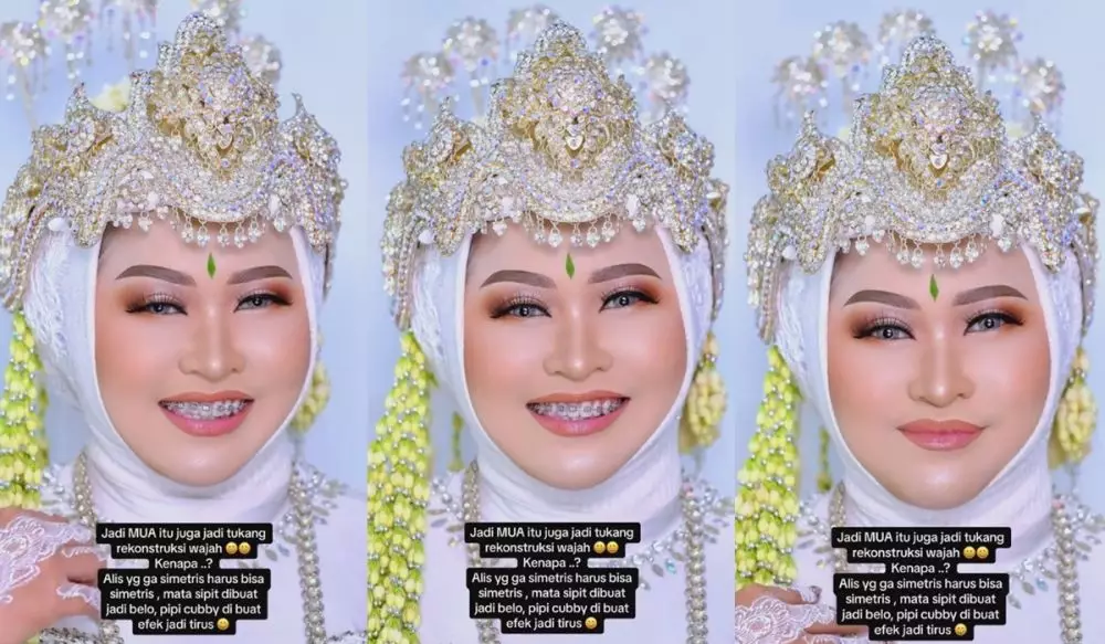 pengantin pipi besar sebelah dirias MUA bikin simetris © 2023 brilio.net pengantin pipi besar sebelah dirias MUA bikin simetris © 2023 brilio.net