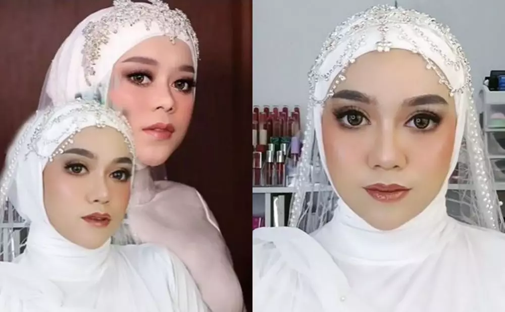 transformasi wanita recreate makeup pernikahan Lesti Kejora © 2023 brilio.net