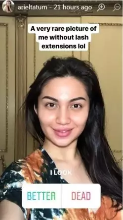 Ariel Tatum tanpa extension bulu mata © Instagram