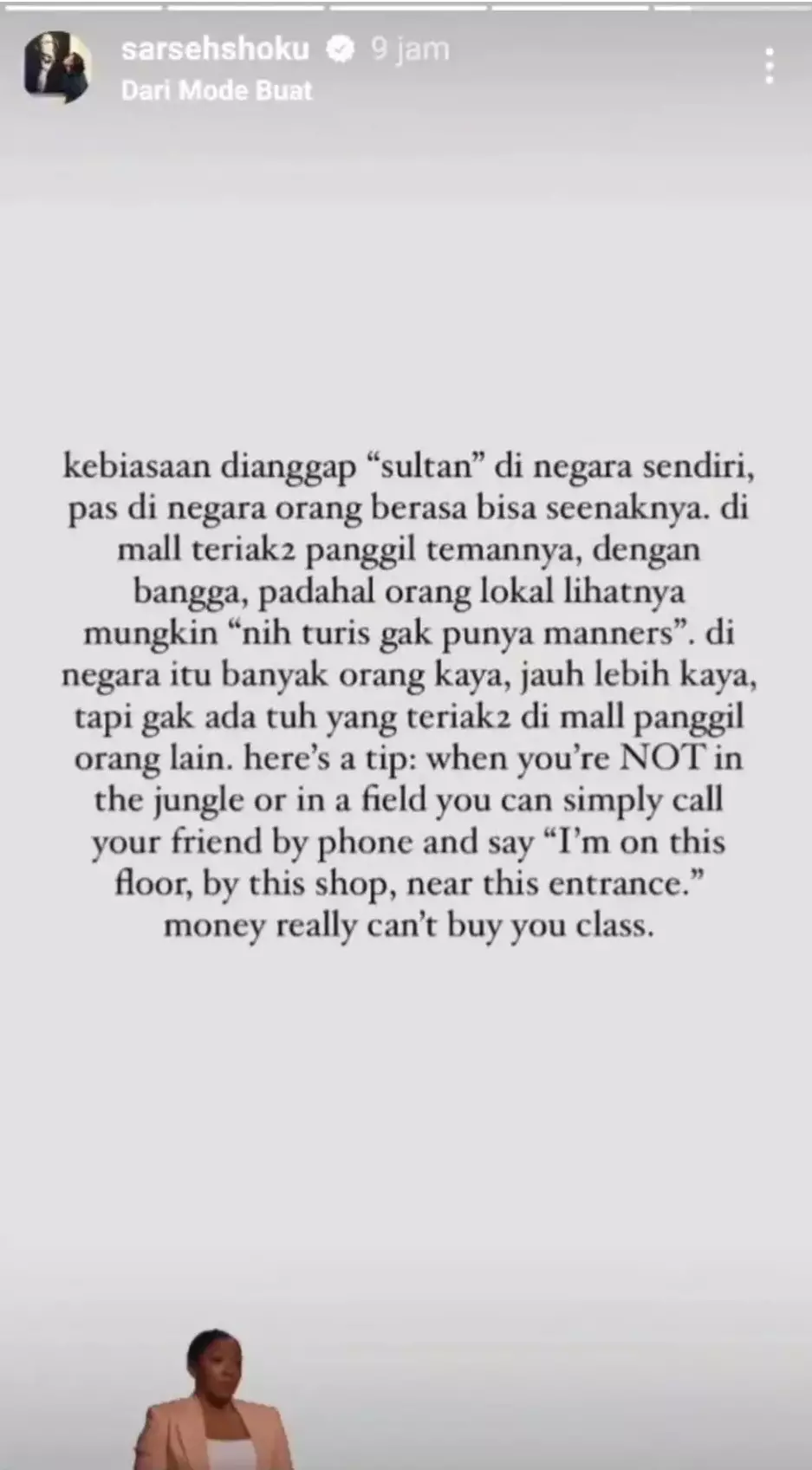 Sarah Sechan curhat attitude artis sultan teriak di luar negeri © berbagai sumber