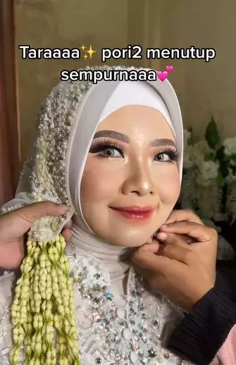 Transformasi makeup wanita wajah berpori-pori besar TikTok