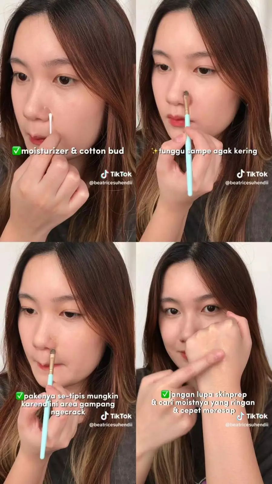 wanita perbaiki makeup crack © TikTok