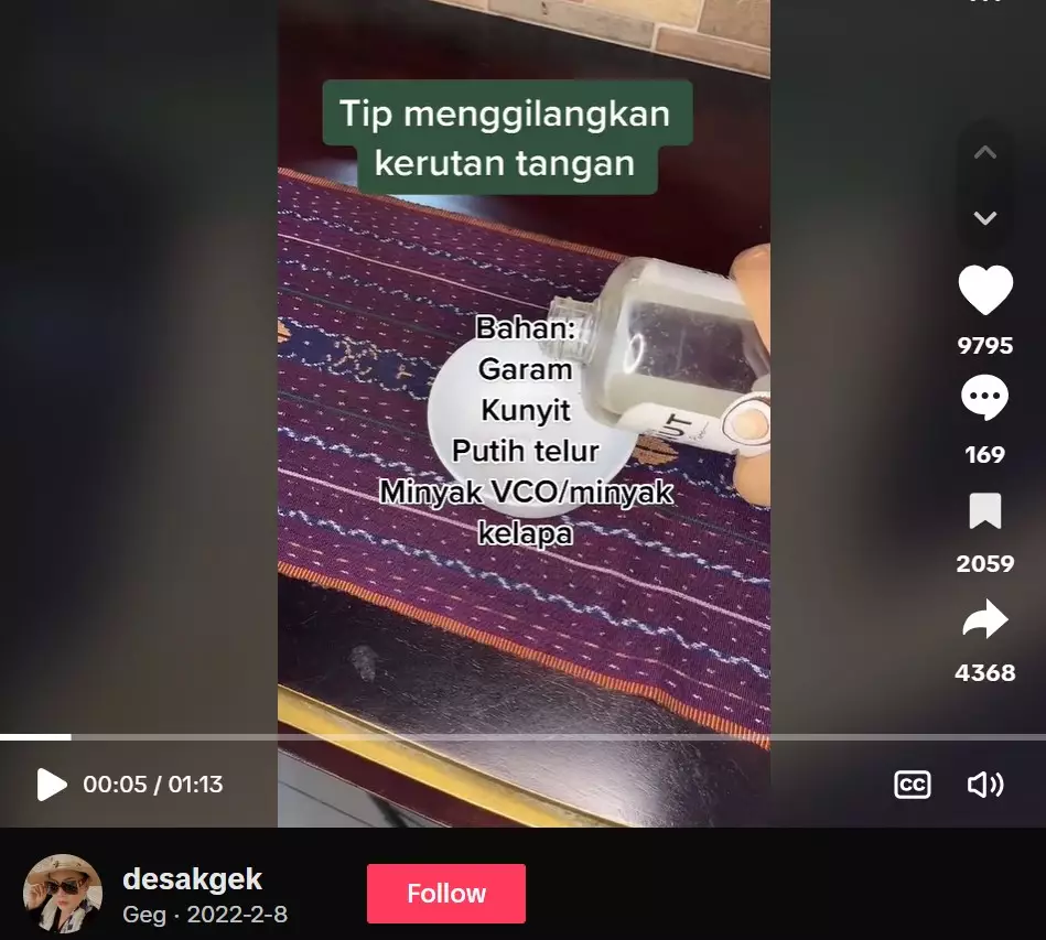 Cara mengatasi kulit tangan kering dan keriput © TikTok Cara mengatasi kulit tangan kering dan keriput © TikTok