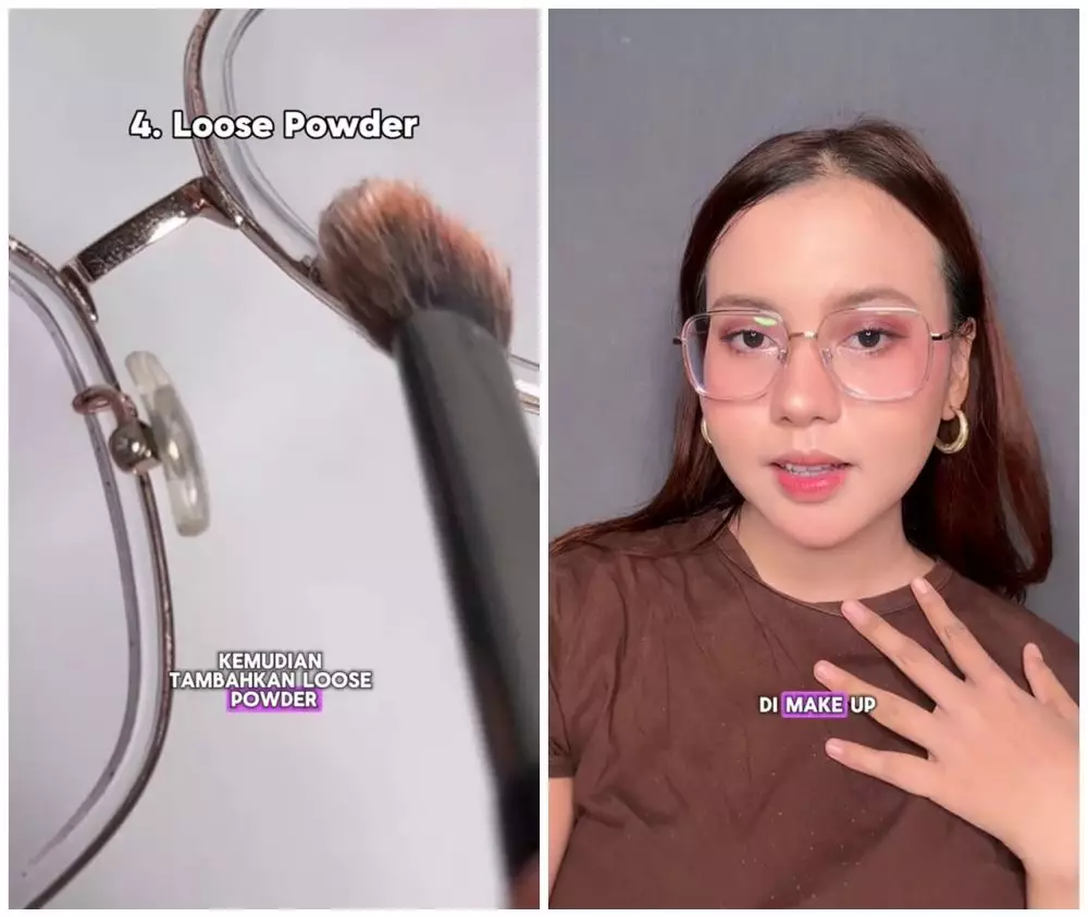 trik bikin makeup awet saat pakai kacamata © TikTok trik bikin makeup awet saat pakai kacamata © TikTok