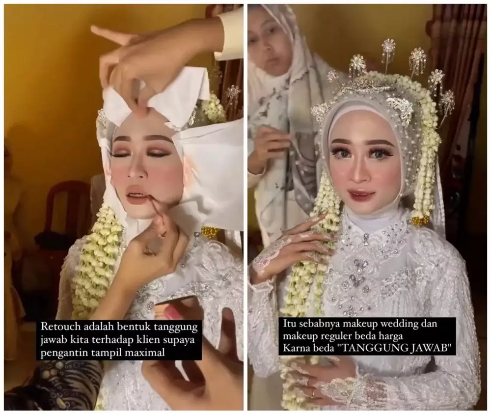 pengantin usai di-retouch MUA © TikTok pengantin usai di-retouch MUA © TikTok