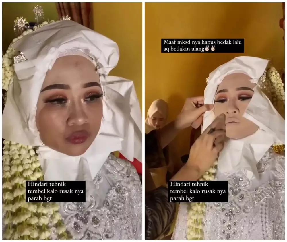 pengantin usai di-retouch MUA © TikTok pengantin usai di-retouch MUA © TikTok