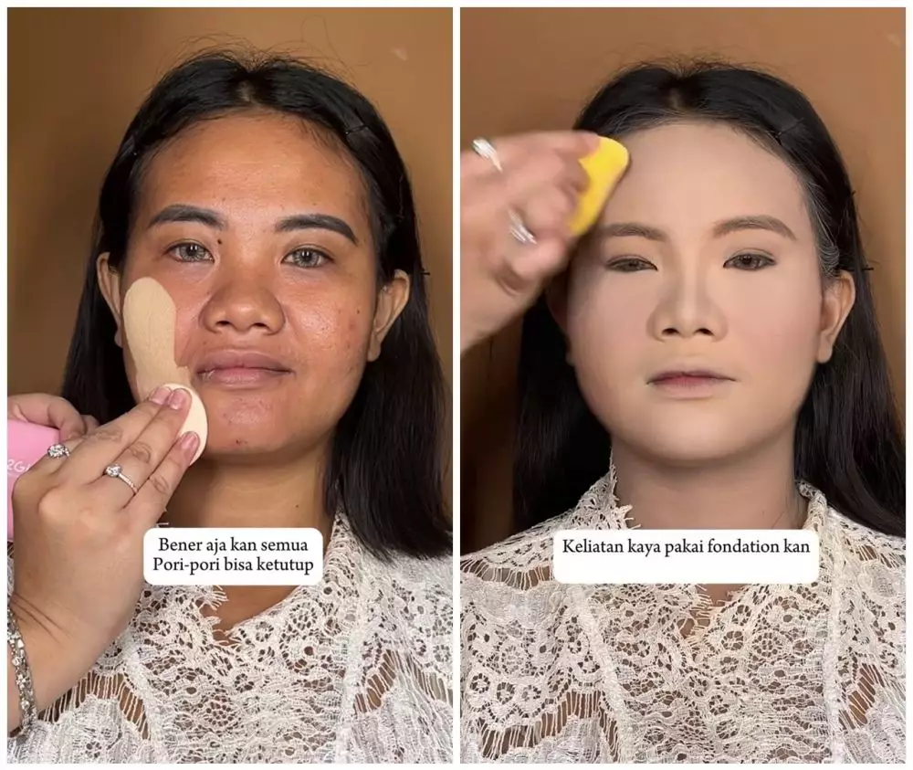 makeup pada wajah berpori ini hasilnya mulus © Instagram