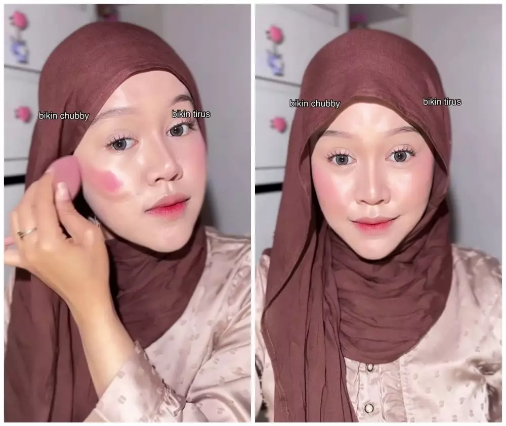 Cara aplikasikan blush on dan contour © Instagram