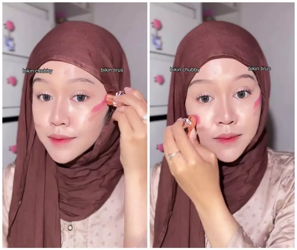 Cara aplikasikan blush on dan contour © Instagram