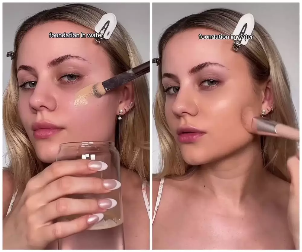 trik campur foundation dengan air © YouTube