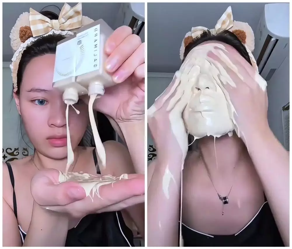 pakai foundation putih bak semen © TikTok pakai foundation putih bak semen © TikTok