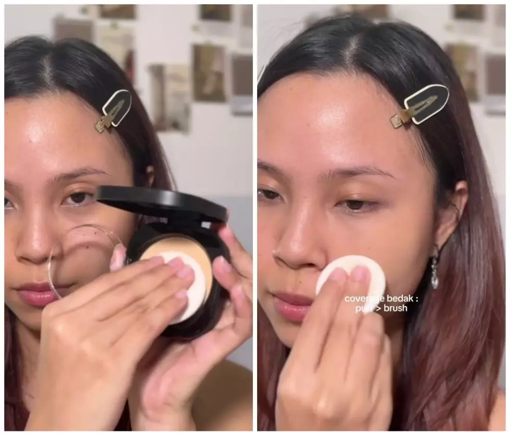 trik pakai powder foundation © Instagram 